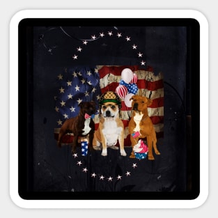 The  4th of July with dogs and flag Sticker